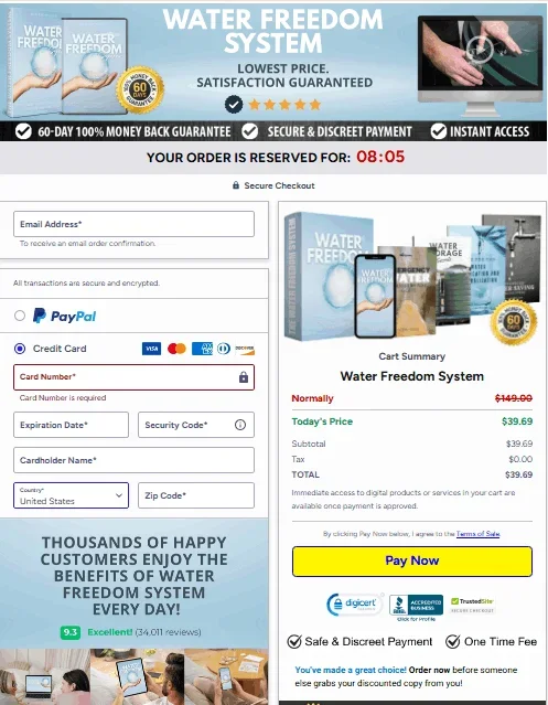Water Freedom System official checkout